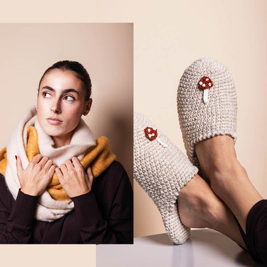 GIFT SET #2: Iris Blanket Scarf + Embroidered Slippers