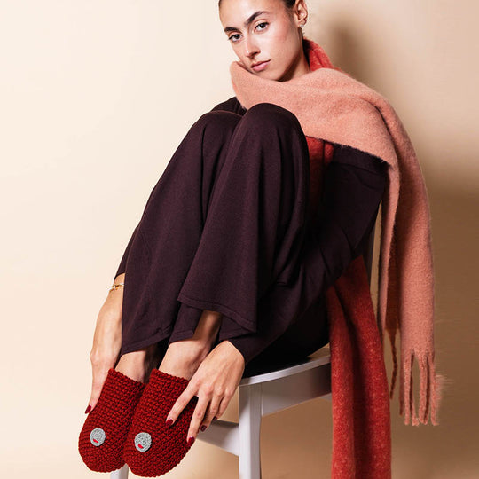 GIFT SET #2: Iris Blanket Scarf + Embroidered Slippers